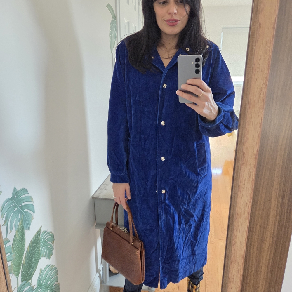 Vintage Curdory Oversized Coat In Electric blue